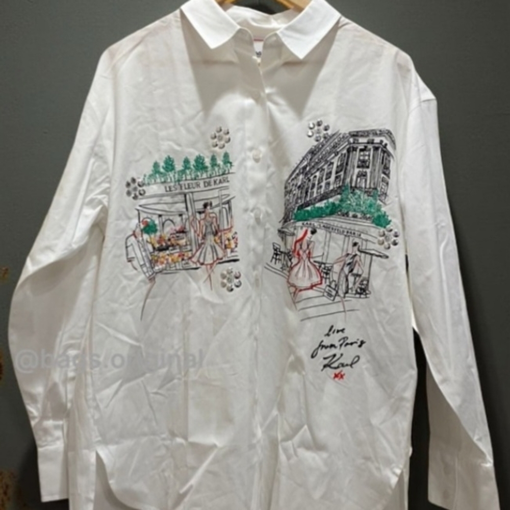Karl LAGERFELD White Graphic WOMEN'S Shirt